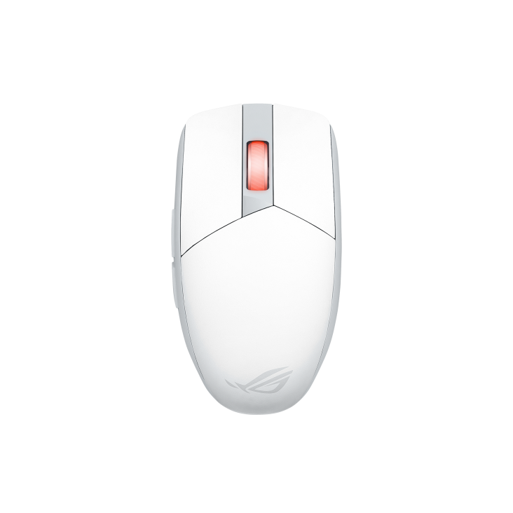 The top view of the ROG Strix Impact III Wireless in moonlight white