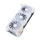 TUF Gaming GeForce RTX 4070 Ti SUPER BTF white graphics card highlighting the axial-tech fans and ARGB element