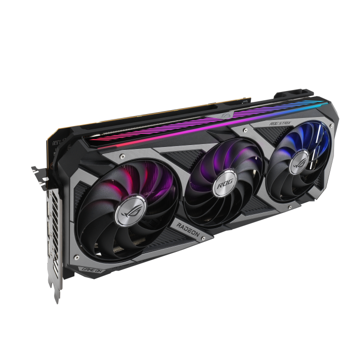 ROG-STRIX-RX6800-O16G-GAMING graphics card, hero shot from the front side