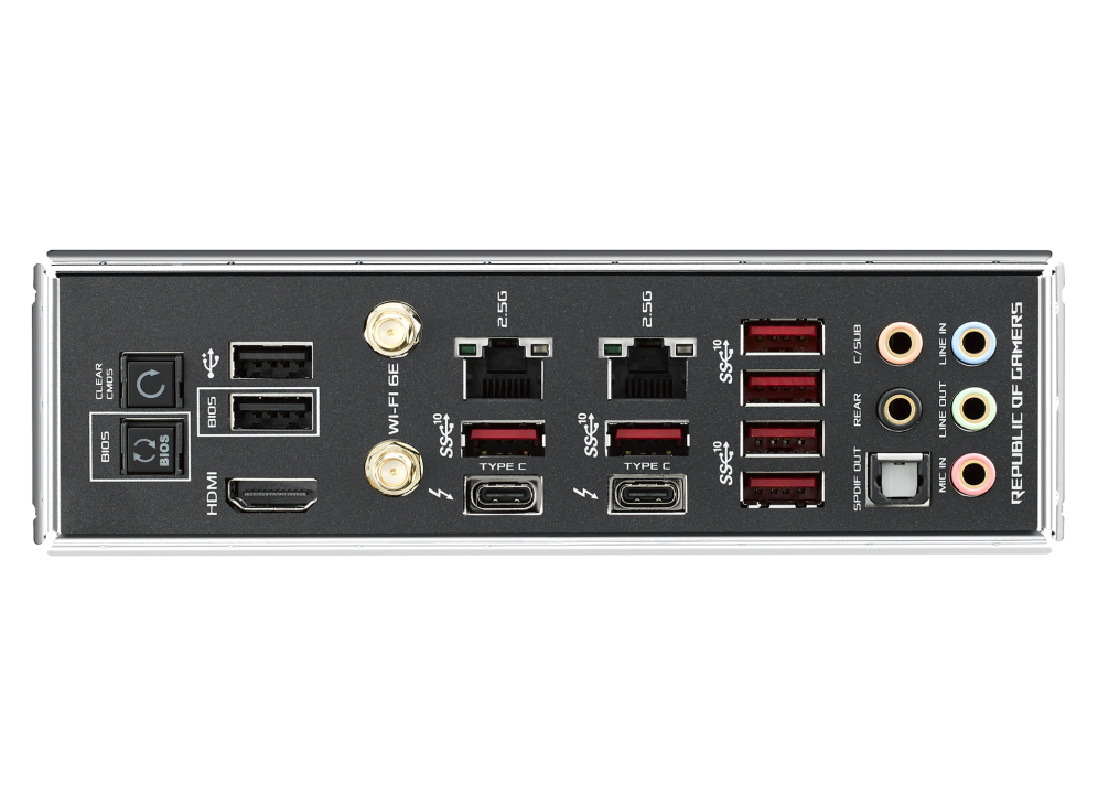 ROG MAXIMUS XIII HERO I/O ports closeup