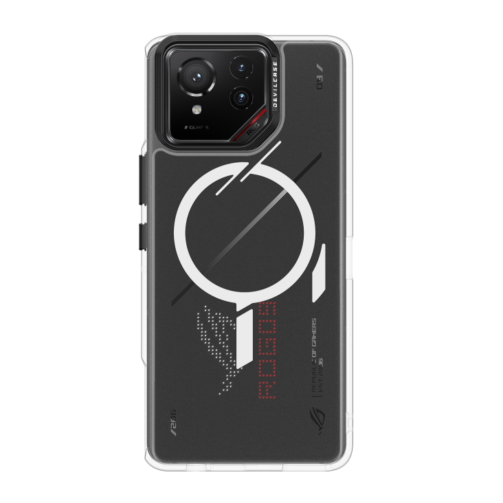 DEVILCASE Guardian – Mag with a ROG Phone 9 (Black color) angled view from