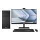 A front-on view of an ASUS ExpertCenter D5 tower placed next to a monitor, keyboard and mouse.