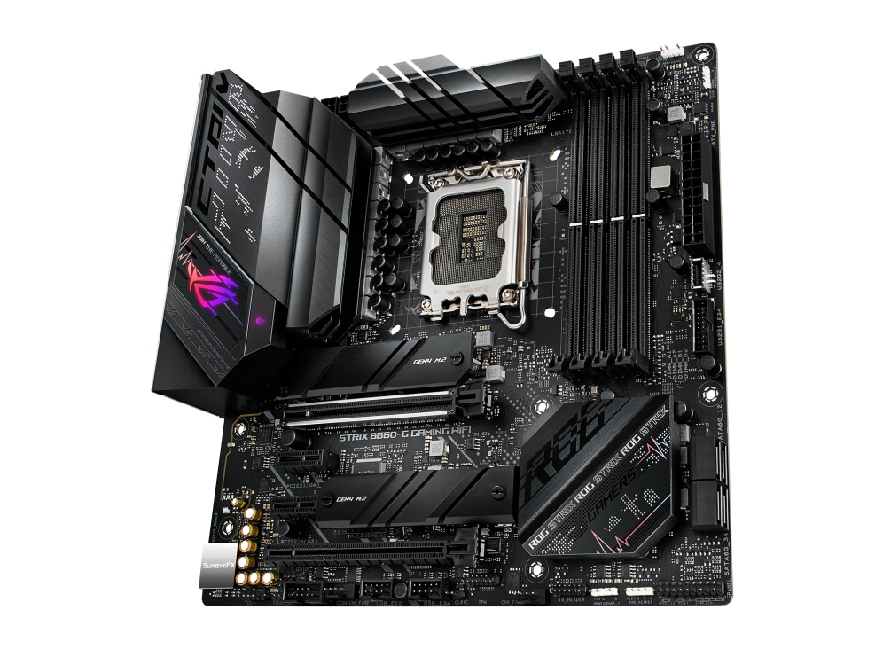 ROG STRIX B660-G GAMING WIFI angled view from right