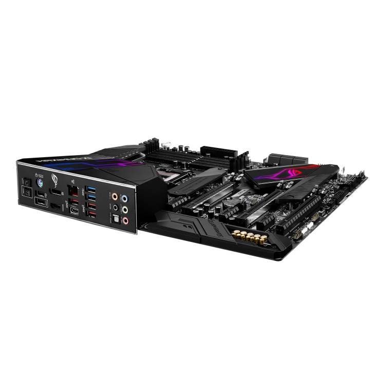 ROG MAXIMUS XI HERO top and angled rear view with I/O Port