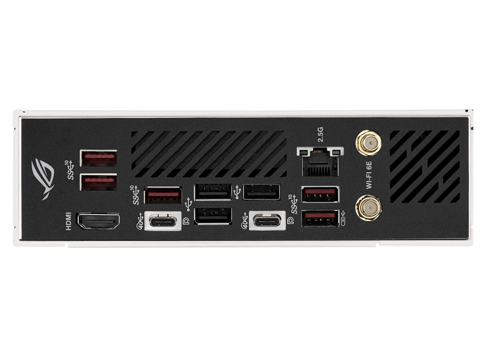 ROG STRIX X670E-I GAMING WIFI I/O ports closeup