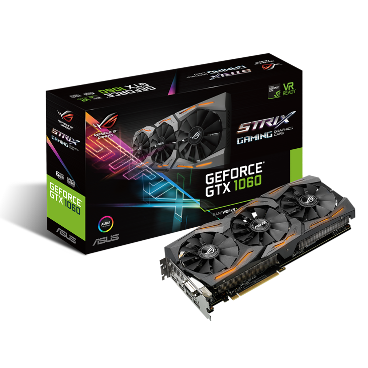 ROG-STRIX-GTX1060-6G-GAMING graphics card and packaging