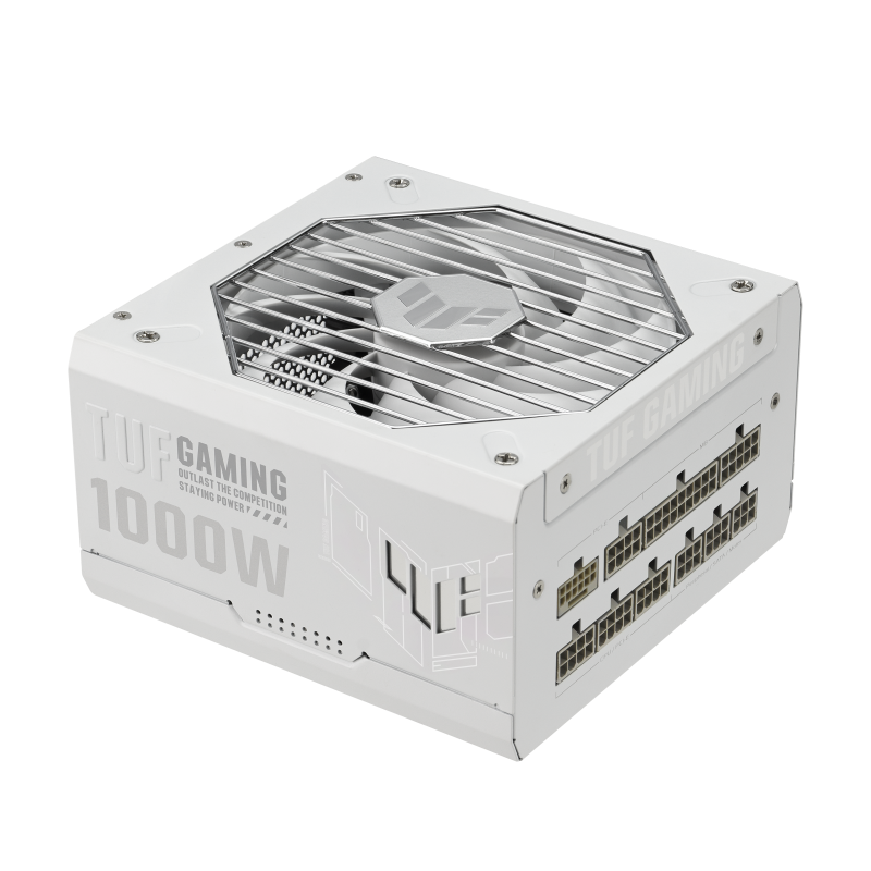 Front-side angle of TUF Gaming 1000W Gold White Edition