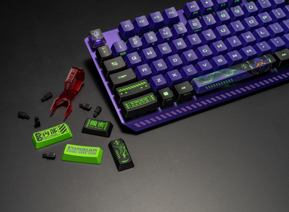 ROG Strix Scope RX EVA Edition with included extra keycaps and keycap puller