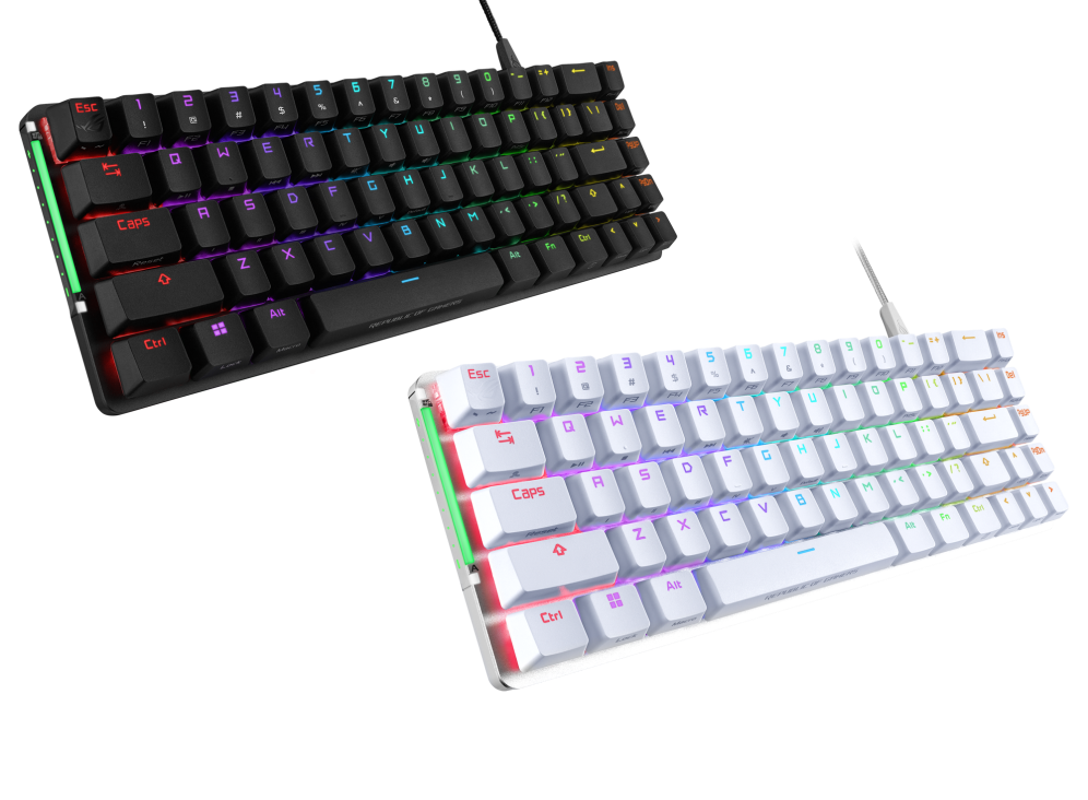 ROG Falchion Ace, black & white version angled view from left