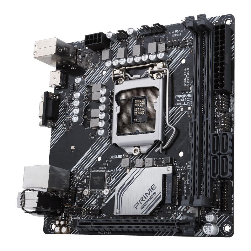 PRIME H410I-PLUS/CSM motherboard, left side view