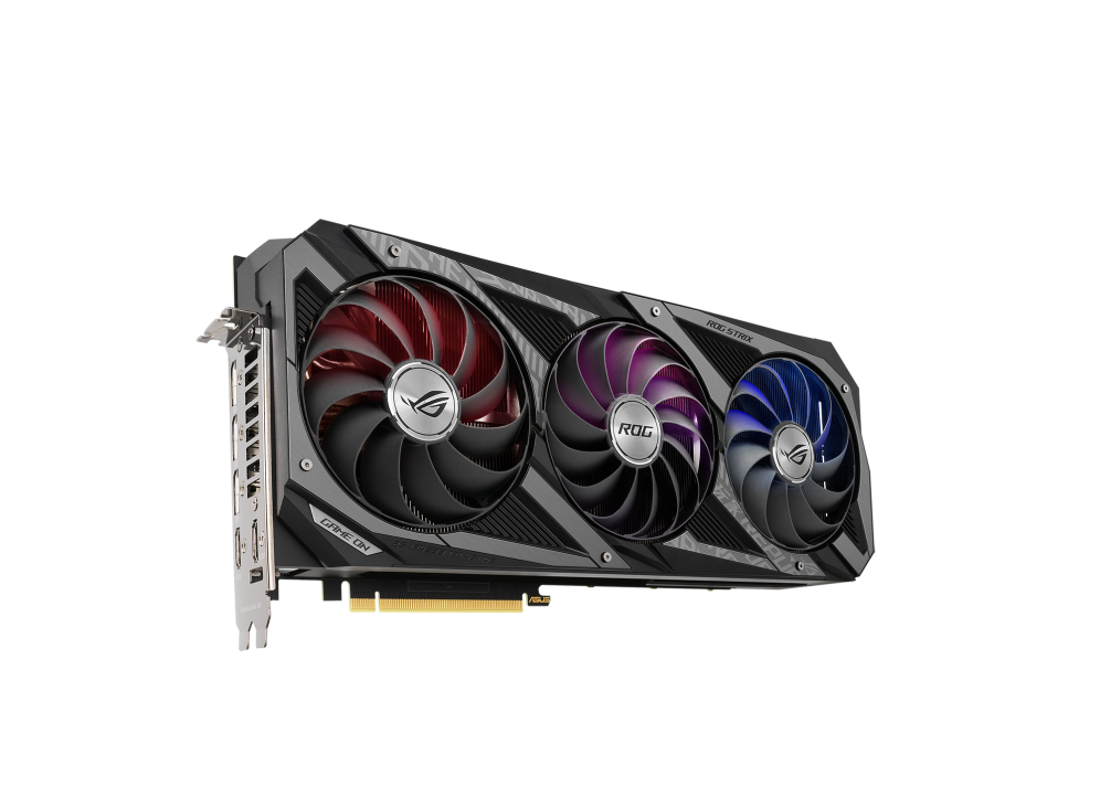 ROG-STRIX-RTX3080-10G-GAMING graphics card, hero shot from the front side