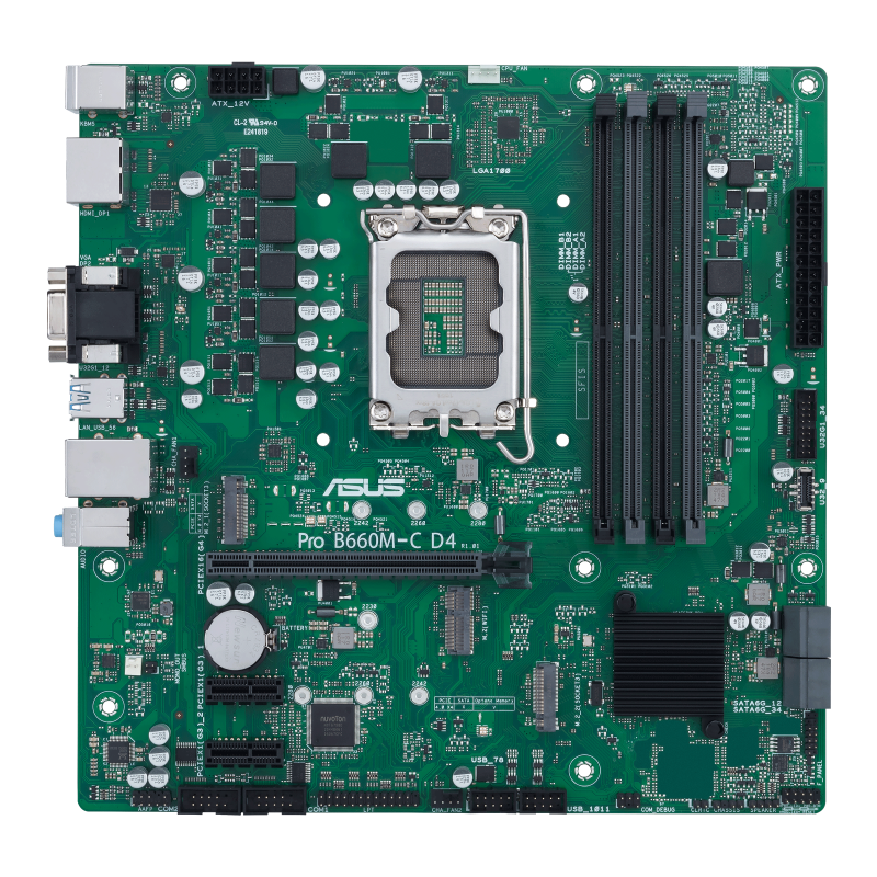 Pro B660M-C D4-CSM motherboard, front view 