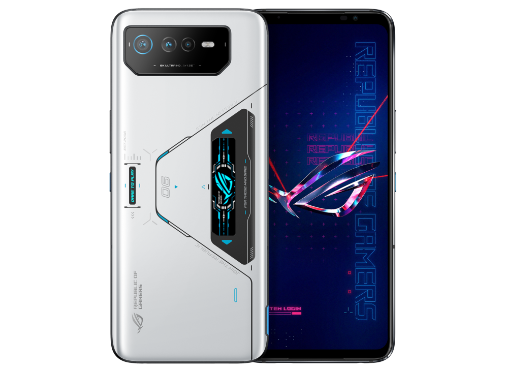 Two ROG Phone 6 Pro angled view from both front and back