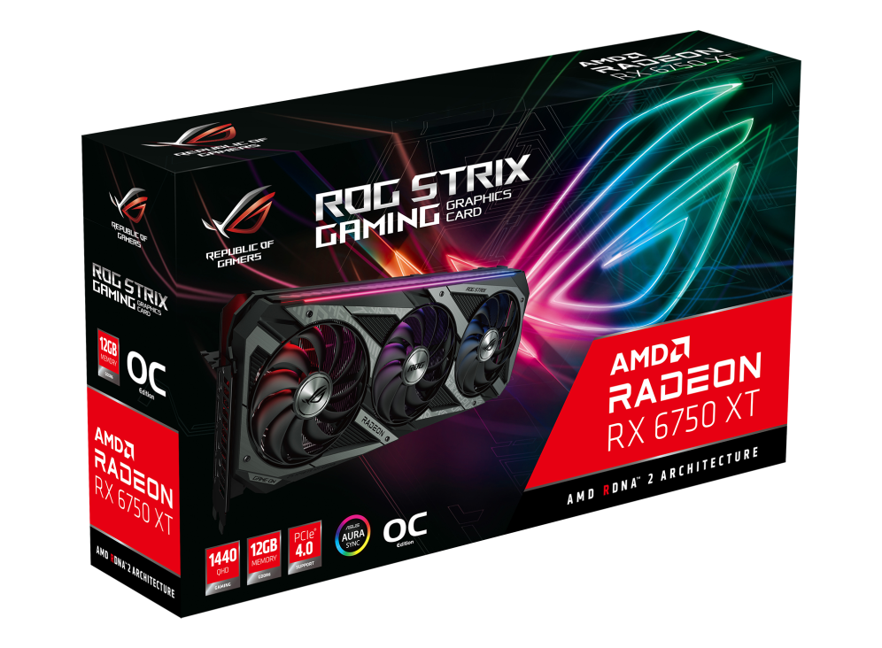 ROG Strix Radeon™ RX 6750 XT OC Edition graphics card packaging