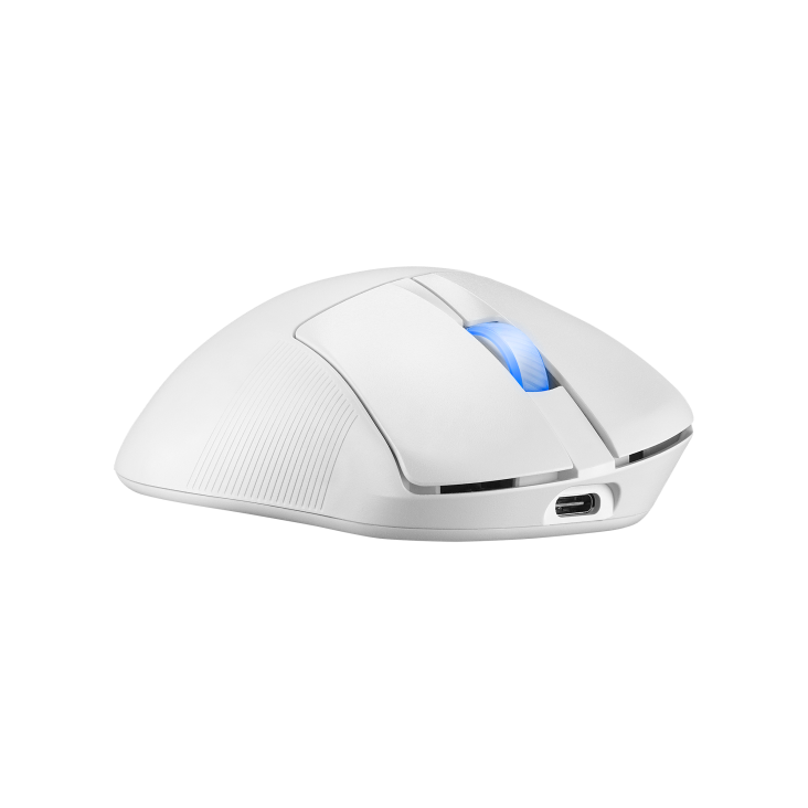 ROG Keris II Ace Moonlight White – angled view from the front