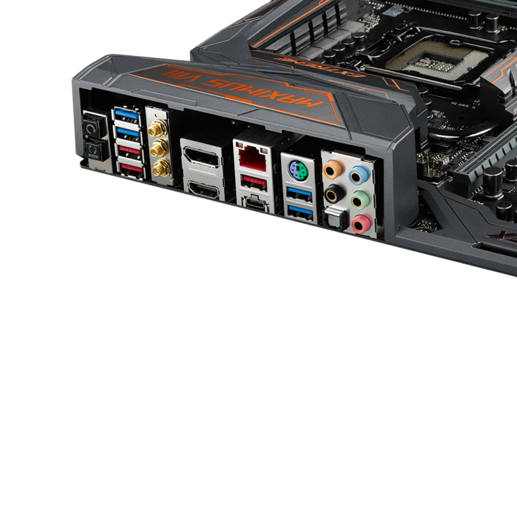 ROG MAXIMUS VIII EXTREME/ASSEMBLY rear I/O ports closeup