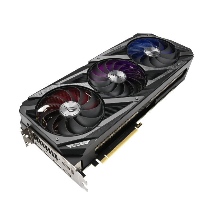 ROG-STRIX-RTX3090-O24G-GAMING graphics card, hero shot from the front side