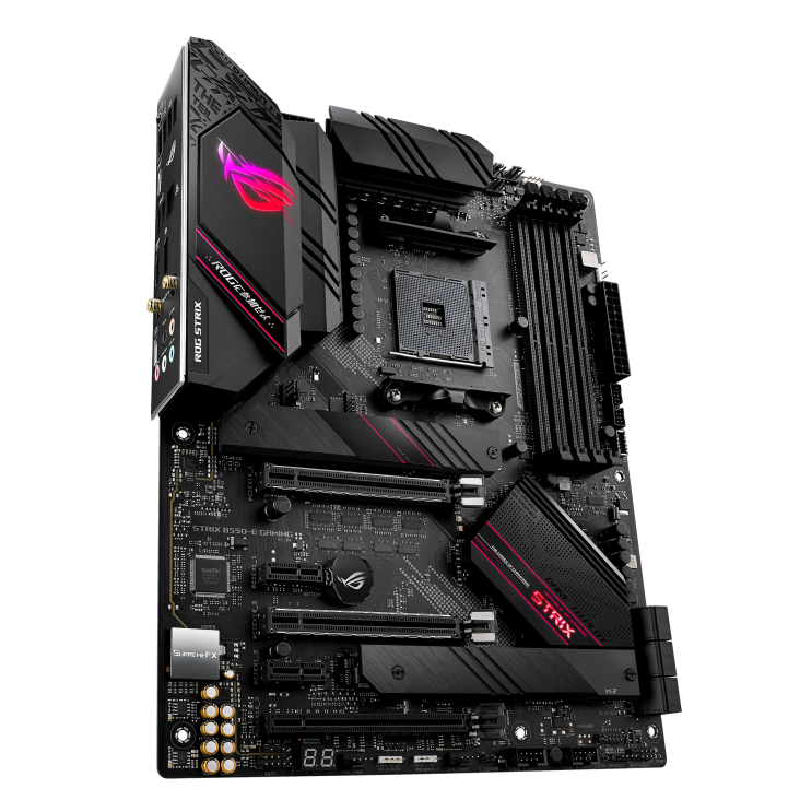 ROG STRIX B550-E GAMING angled view from left