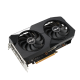 ASUS Dual AMD Radeon RX 6600 graphics card, front angled view, highlighting the fans, I/O ports