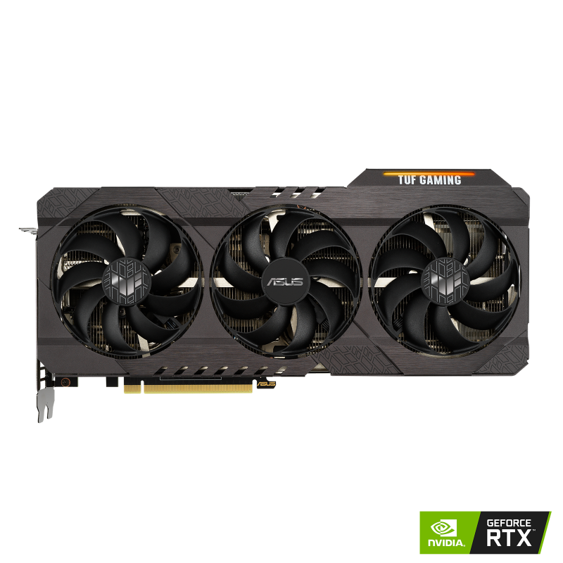 TUF Gaming GeForce RTX 3070 graphics card with NVIDIA logo, front view