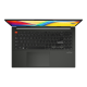 Black Vivobook S 15 OLED (K5504) display opened from the top view showing the keyboard.