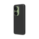 An Aurora Green Zenfone 10 attached with carbon fiber RhinoShield Case
