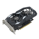 Front angled view of the ASUS Dual GeForce GTX 1650 OC Edition 4GB EVO graphics card 