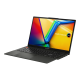 Black Vivobook S 15 OLED (K5504) opened from the front view, tilting at 45-degree from the right side.