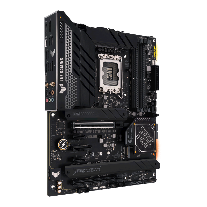 TUF GAMING Z790-PLUS WIFI D4 front view, 45 degrees