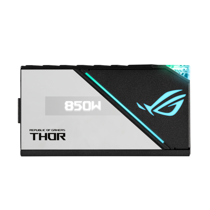 Right side of ROG THOR 850W Platinum II with light effect