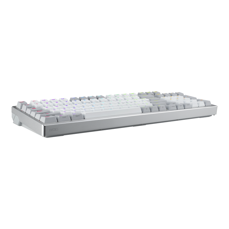 White ROG Azoth 96 HE angled slant view to the right