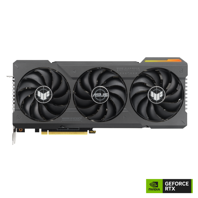 TUF Gaming GeForce RTX 4070 Ti graphics card, front view with NVIDIA logo