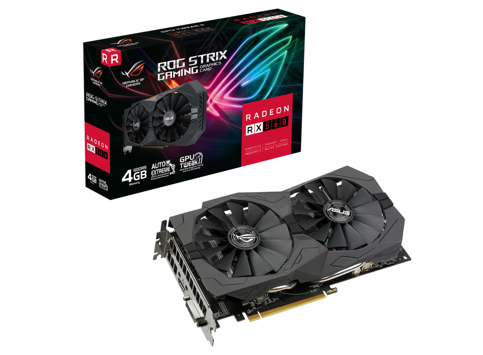 ROG Strix Radeon RX560 graphics card and box