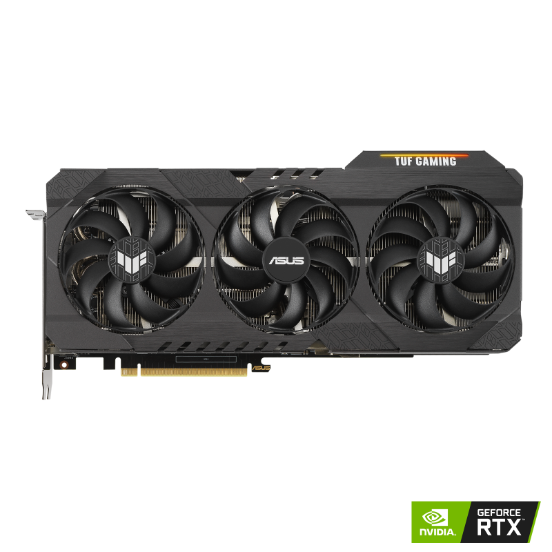 TUF Gaming GeForce RTX 3080 Ti OC Edition graphics card with NVIDIA logo, front view