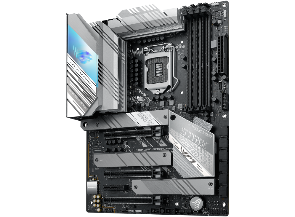 ROG STRIX Z590-A GAMING WIFI angled view from right