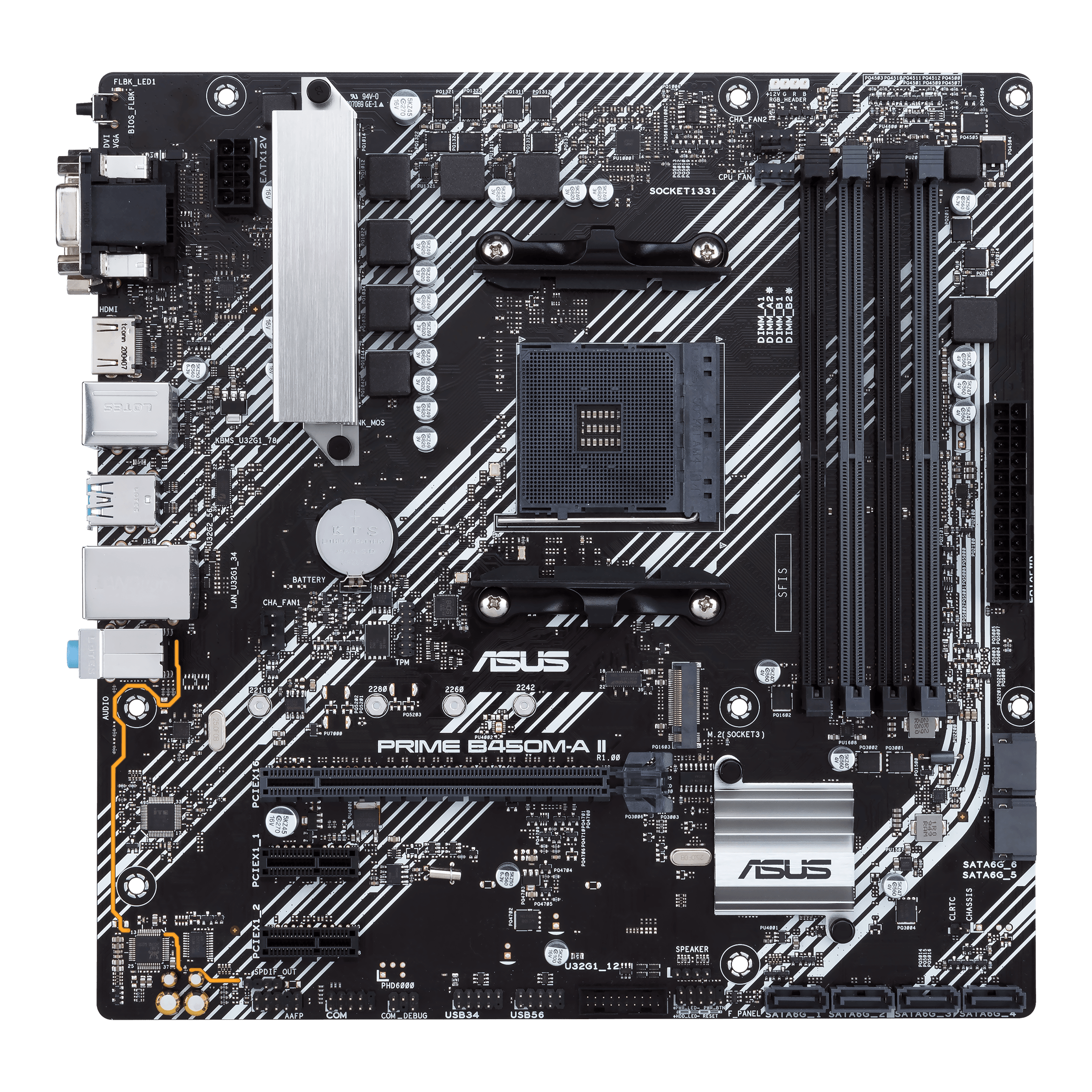 ASUS Prime B450M-A II AMD AM4 (Ryzen 5000, 3rd/2nd/1st Gen Ryzen Micro ATX  Motherboard (128GB DDR4, 4400 OC), NVMe, HDMI 2.0b/DVI/D-Sub, USB 3.2 2