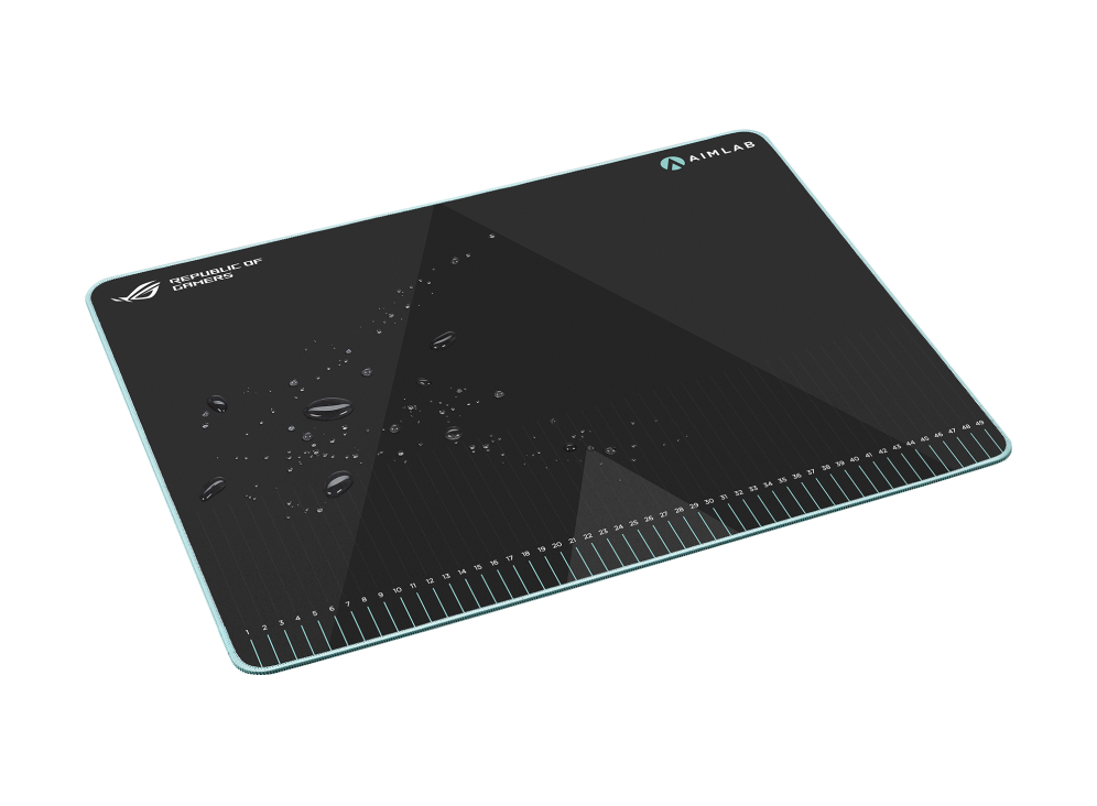 ROG Hone Ace Aim Lab Edition mouse pad with water droplets on the surface
