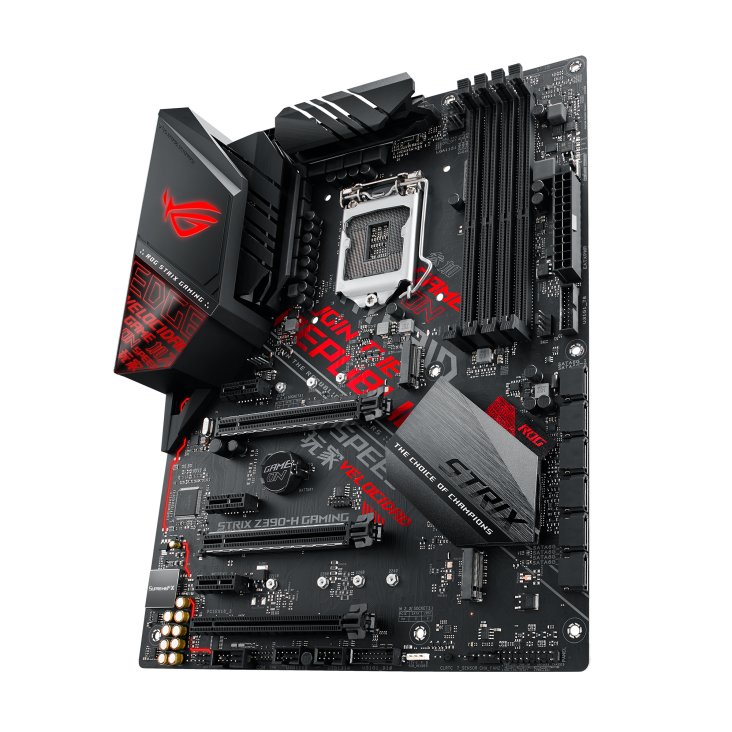 ROG STRIX Z390-H GAMING angled view from right