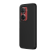 A Sunset Red Zenfone 9 in a classic black RhinoShield Case