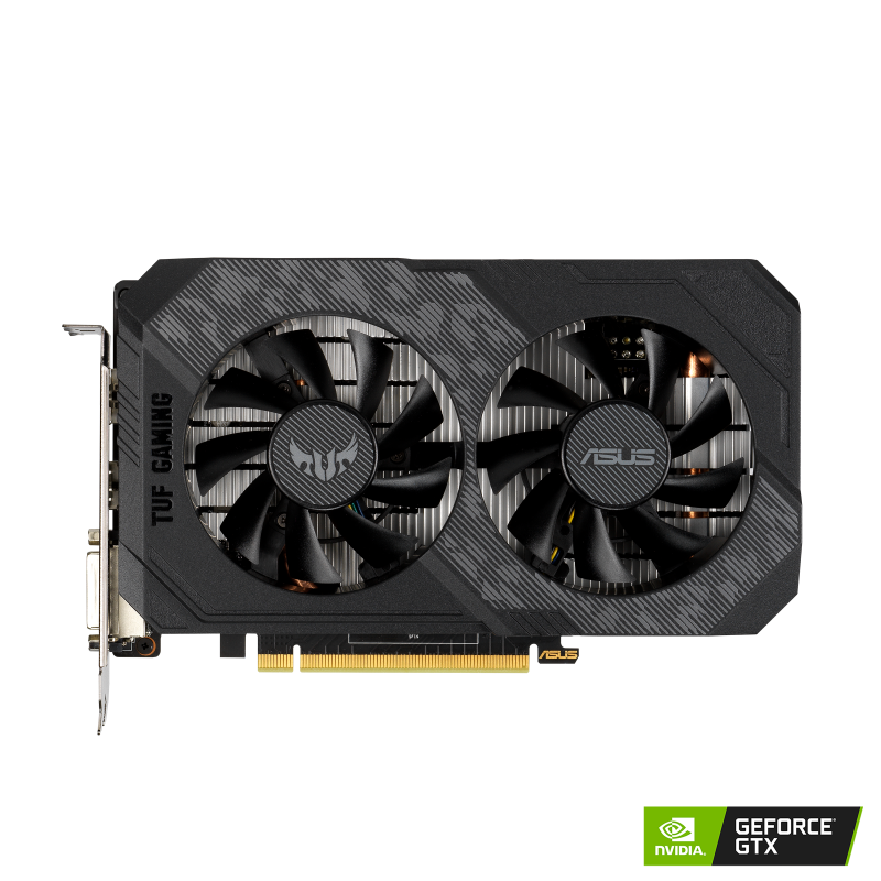 ASUS TUF Gaming GeForce GTX 1630 OC Edition 4GB graphics card with NVIDIA logo, front view