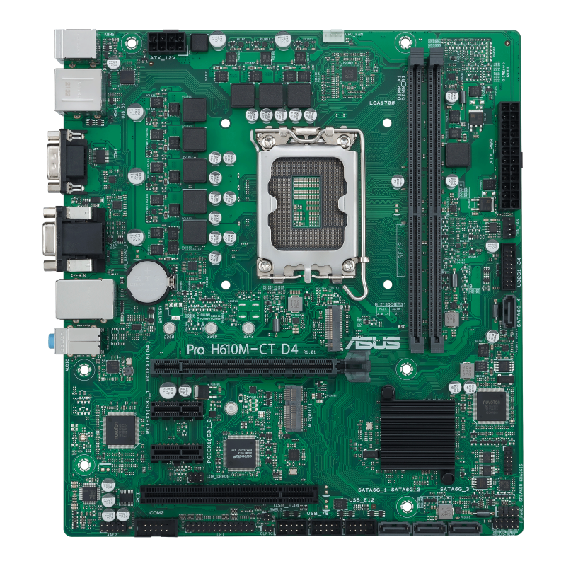 ASUS Pro H610M-CT D4-CSM LGA 1700(Intel 12th Gen＆Intel vPro)TCO-optimized  Commercial Motherboard( PCIe 4.0,DDR4, DP/HDMI/D-Sub,USB 3.2 Gen 2,M.2 E sl 