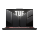 2024 TUF Gaming A16, pogled sprijeda na TUF A16 s TUF logotipom na ekranu i tipkovnicom osvijetljenom crvenom bojom.
