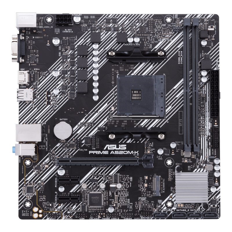 ASUS PRIME A520M-K, AMD A520 motherboard - Socket AM4 [MBAS-519] from  WatercoolingUK