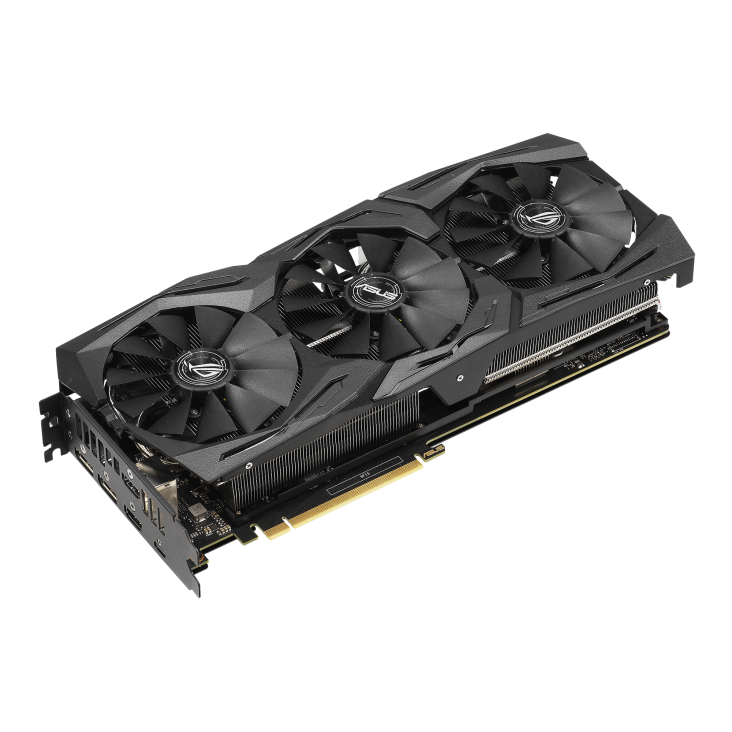ROG-STRIX-RTX2070-O8G-GAMING graphics card, front angled view