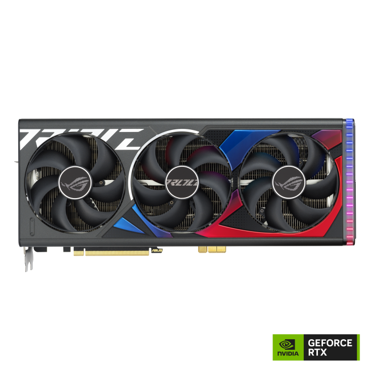 ROG Strix GeForce RTX 4090 BTF graphics card, front side with NVlogo