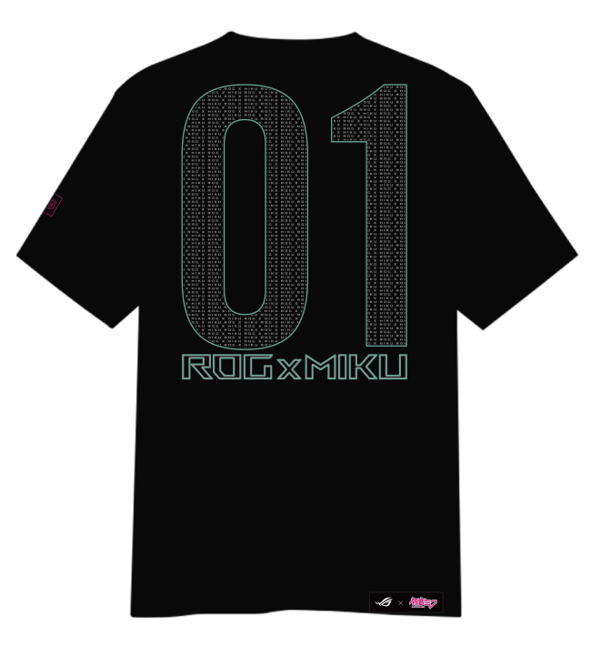 The rear view of ROG T-shirt I Hatsune Miku Edition