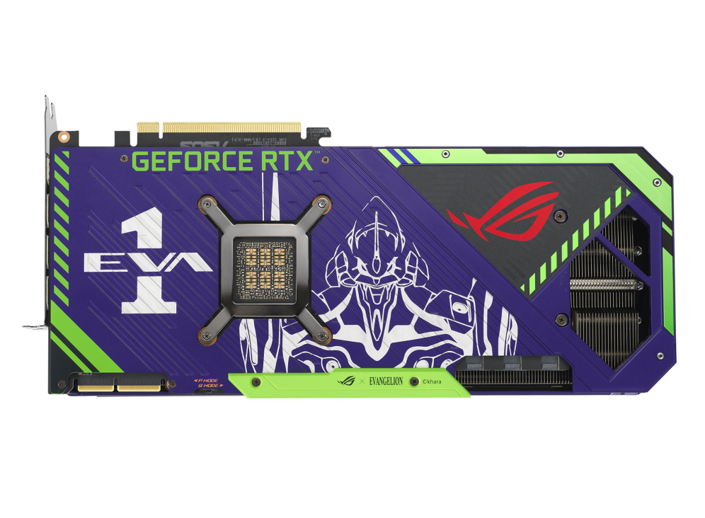 Rear view of the ROG Strix GeForce RTX 3090 EVA Edition graphics card
