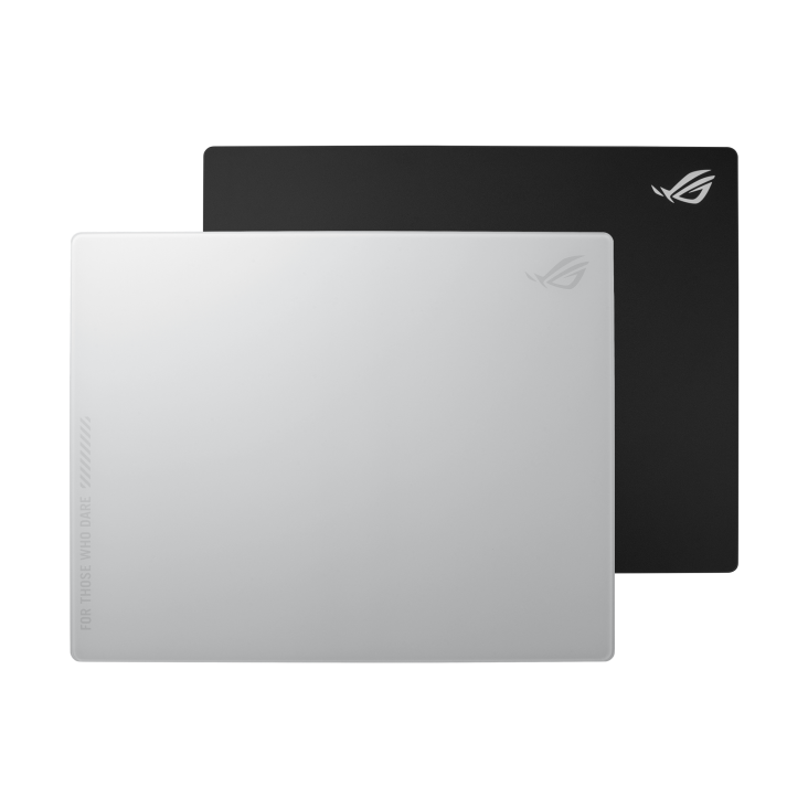 The top view of two Moonstone Ace L mouse pads, one in Moonlight White and one in black