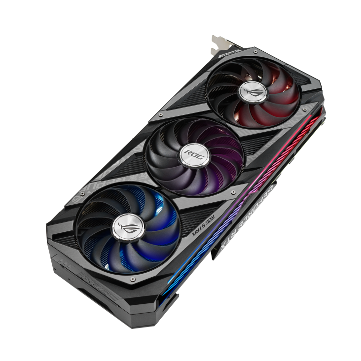 ROG-STRIX-RTX3080TI-12G-GAMING graphics card, front angled view