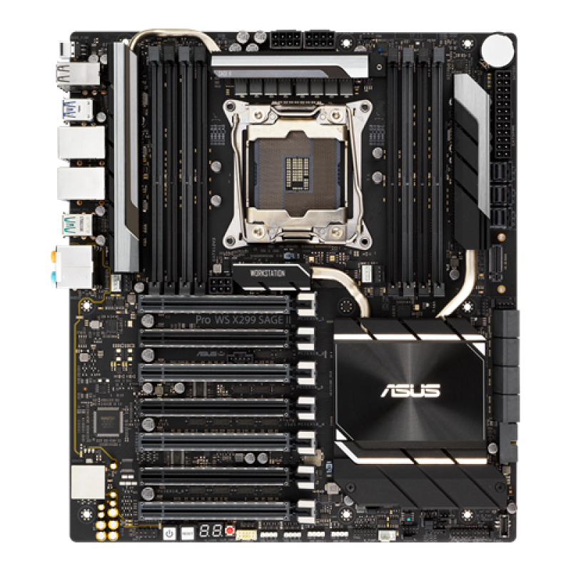 Pro WS X299 SAGE II motherboard, front view 